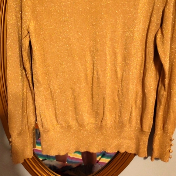 💲 5 for $15💲MELISSA PAIGE XL Gold Shimmer Lightweight Turtleneck Sweater - Picture 4 of 7